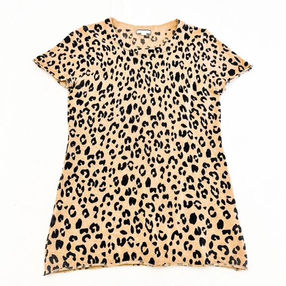 J. CREW 100% Cashmere Leopard Animal Printed Crewneck Light Sweater Size M - Picture 1 of 4